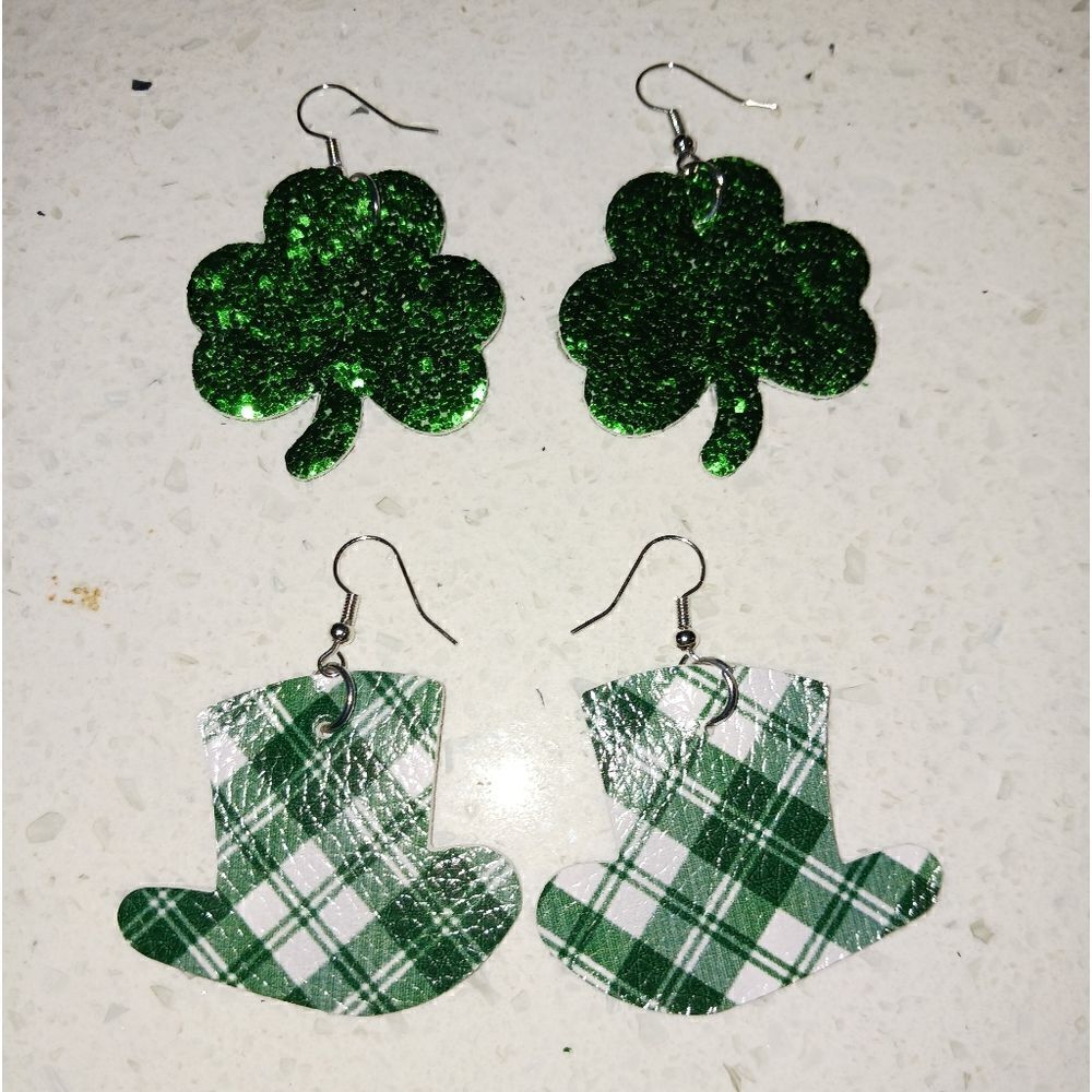 St. Patrick's Day Faux Leather Earrings